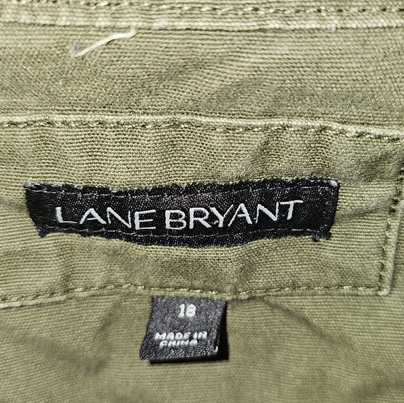 LANE BRYANT Utility Jacket Womens 18 Cargo Drawstring Green Embroided Moth Coat - Picture 7 of 10